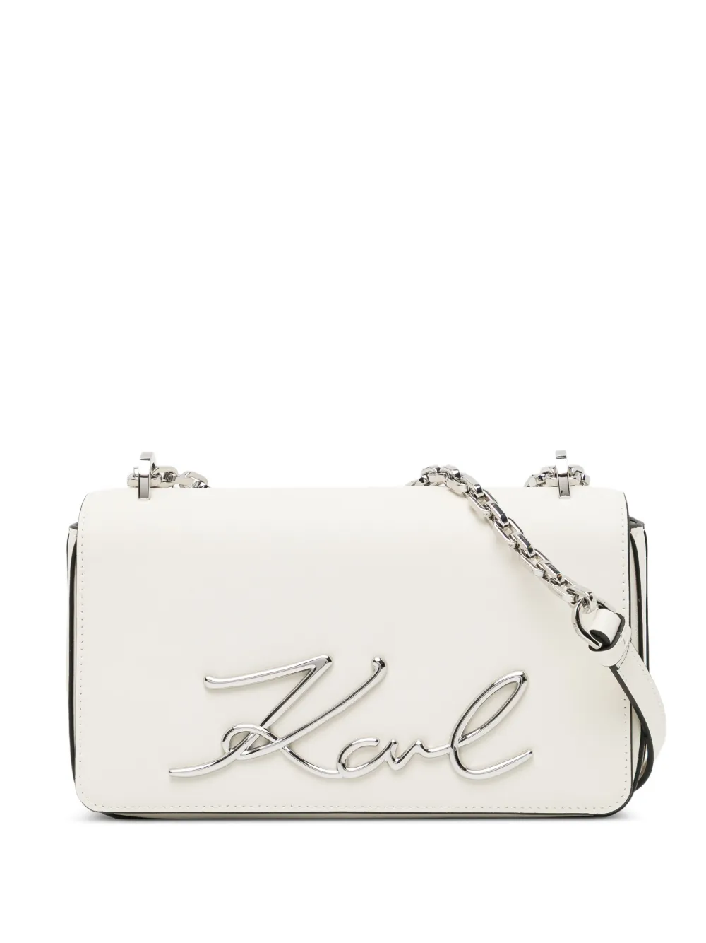 Karl Lagerfeld signature chain cross body bag - Bianco