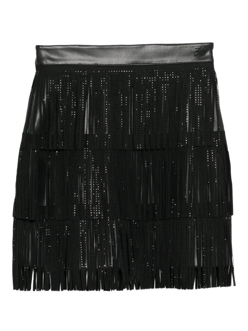 Karl Lagerfeld rhinestone-embellished fringe mini skirt - Schwarz