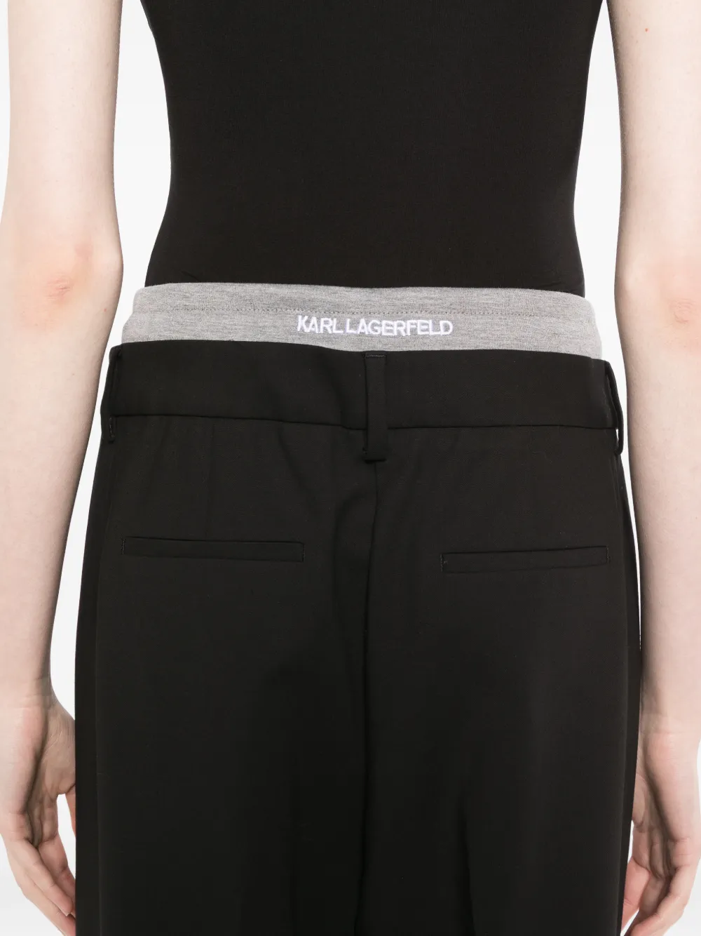 Karl Lagerfeld Ikon broek met dubbele tailleband Zwart