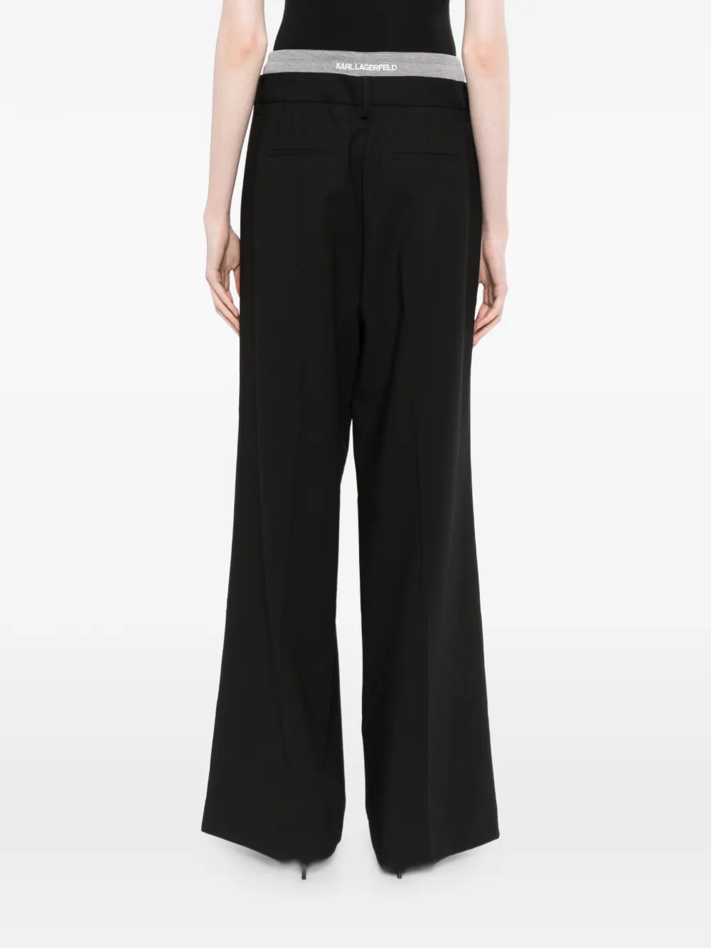 Karl Lagerfeld Ikon broek met dubbele tailleband Zwart