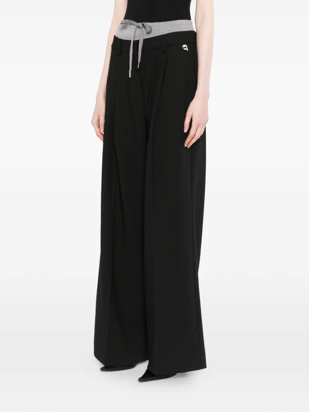  Karl Lagerfeld Ikon Double-waistband Trousers - Black 