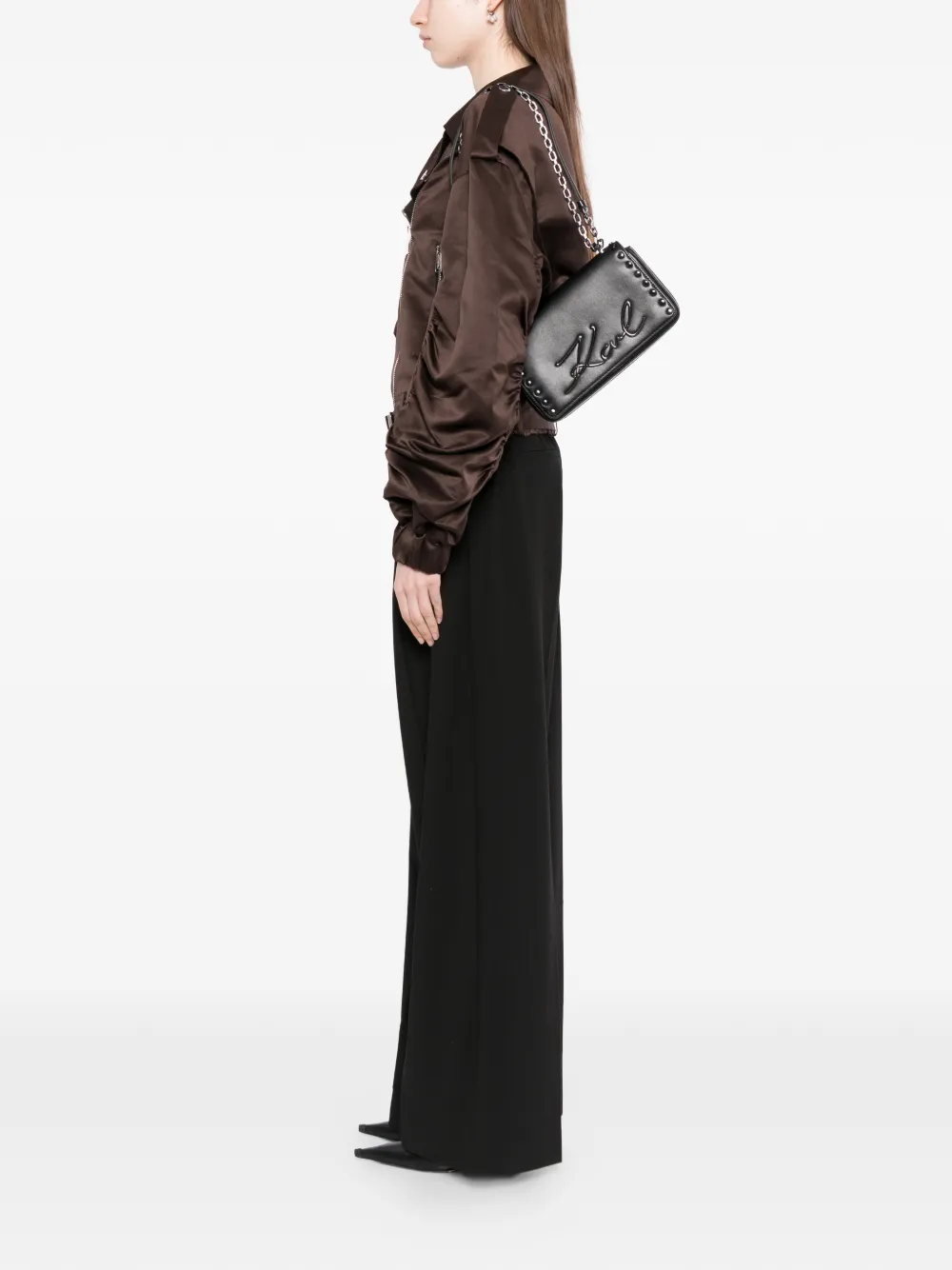 Karl Lagerfeld Signature crossbodytas met ketting Zwart