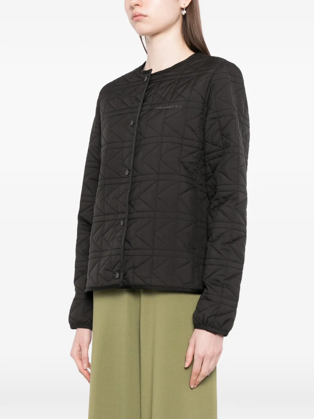  Karl Lagerfeld Logo-embroidered Quilted Jacket - Black 