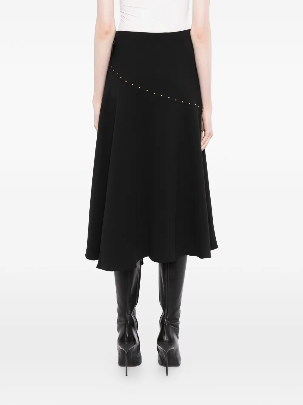 stud-embellished midi skirt