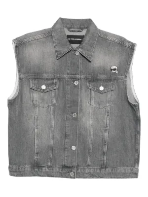 MM6 Maison Margiela ストーンウォッシュ デニムベスト | ブルー