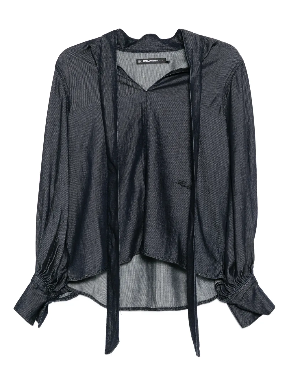 Karl Lagerfeld ribbon long-sleeve blouse - Blu