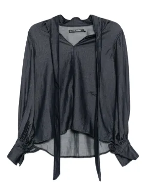 Elisabetta Franchi シアー ラッフルブラウス | ブラック | FARFETCH JP
