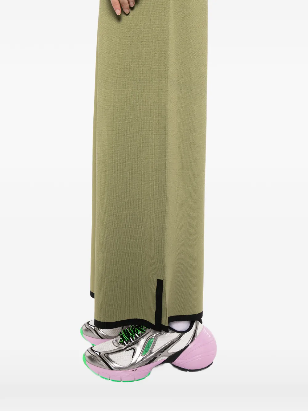 Karl Lagerfeld Gebreide broek met contrasterende afwerking Groen