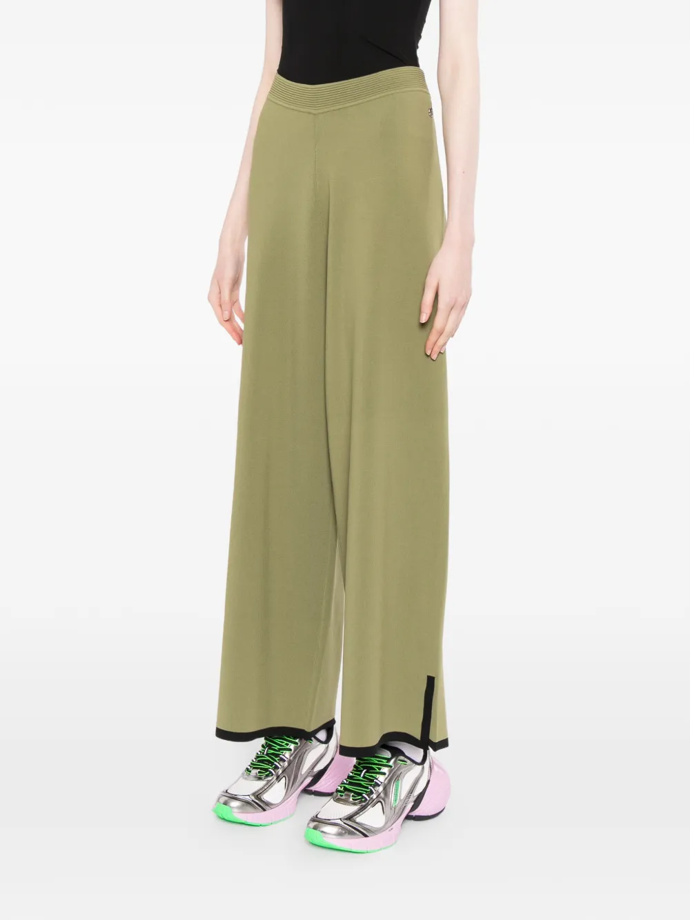 Karl Lagerfeld Gebreide broek met contrasterende afwerking Groen