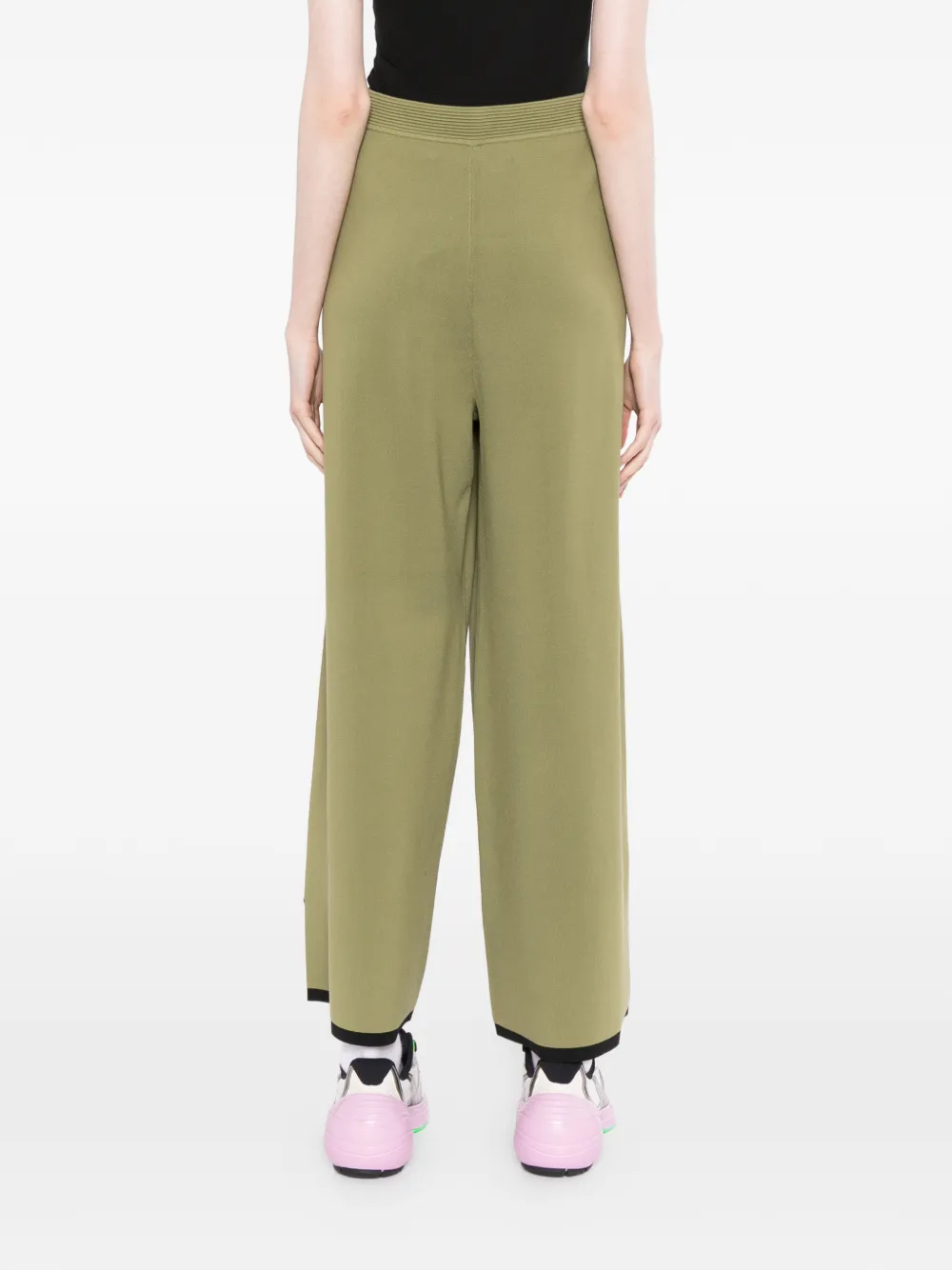 Karl Lagerfeld Gebreide broek met contrasterende afwerking Groen