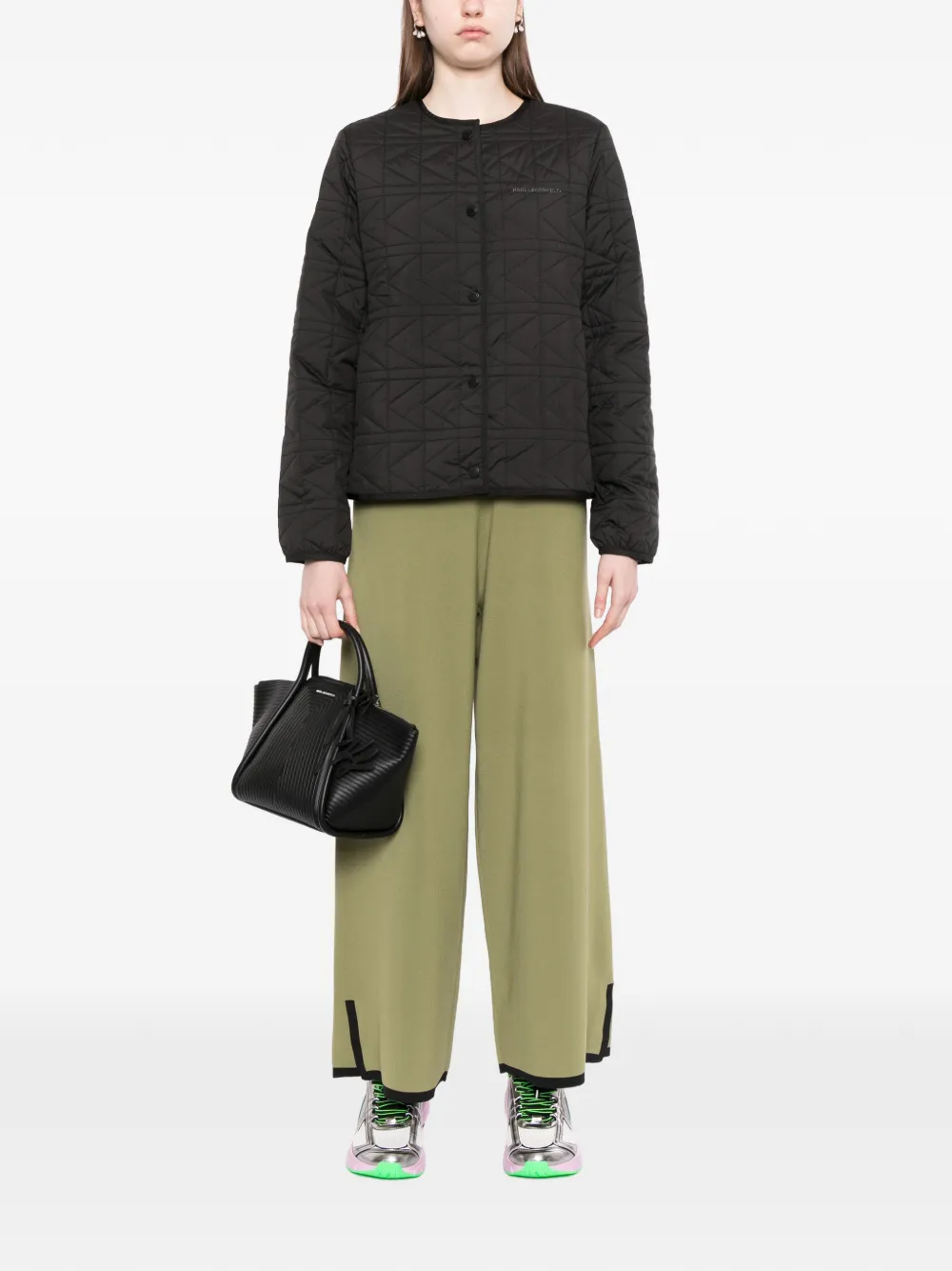 Karl Lagerfeld Gebreide broek met contrasterende afwerking Groen