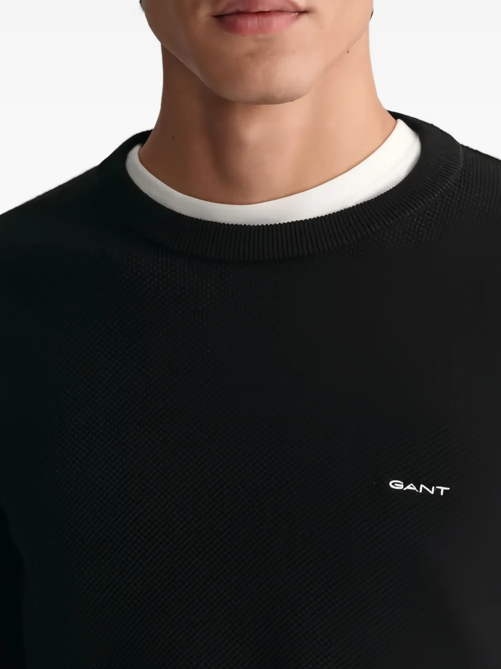 Gant Textured Sweater In Black