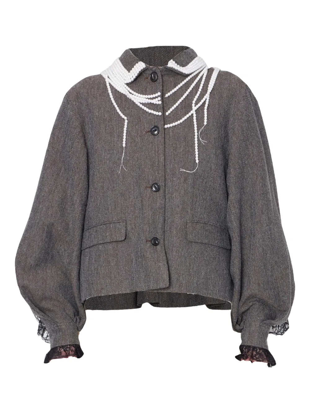 Kolor+veste+à+ornements+de+perles+-+Gris