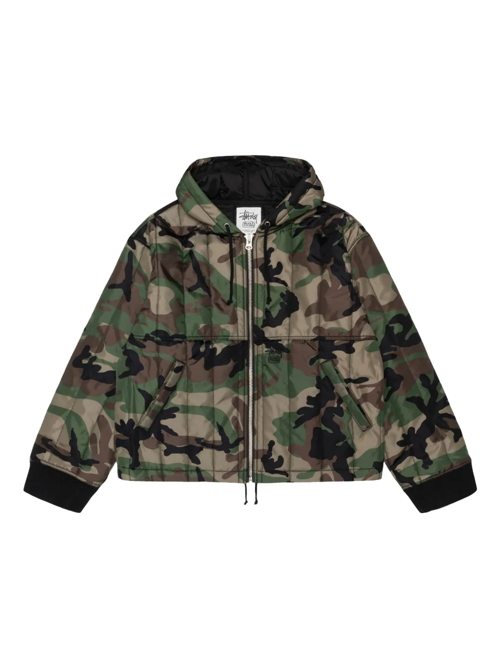 Stussy Quilted Hooded Jacket In Green