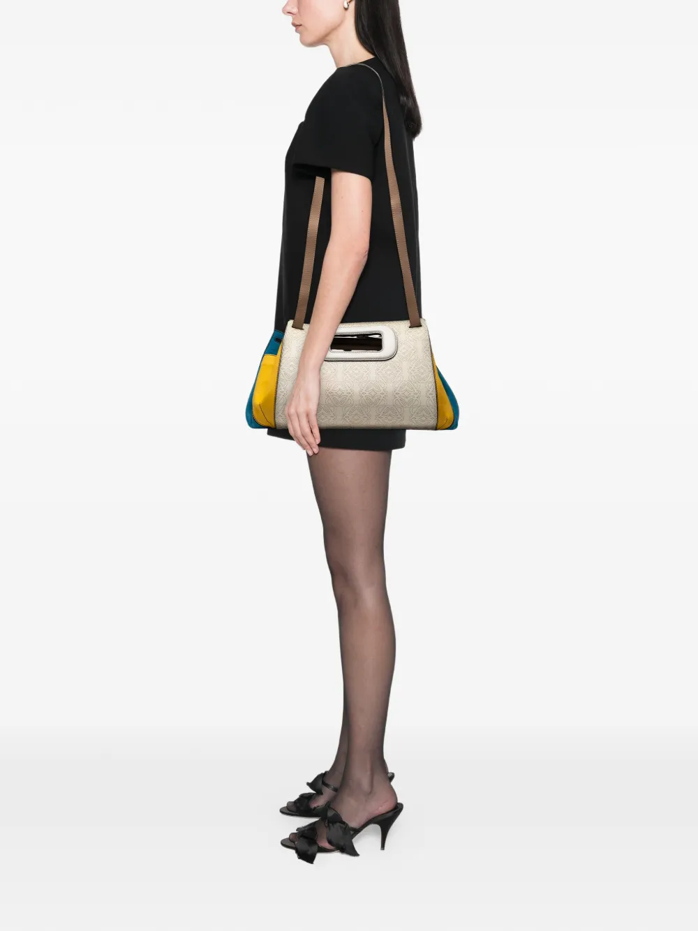 Pre-owned Loewe 2008 Anagram Multicolor Leather Accordion Satchel In White