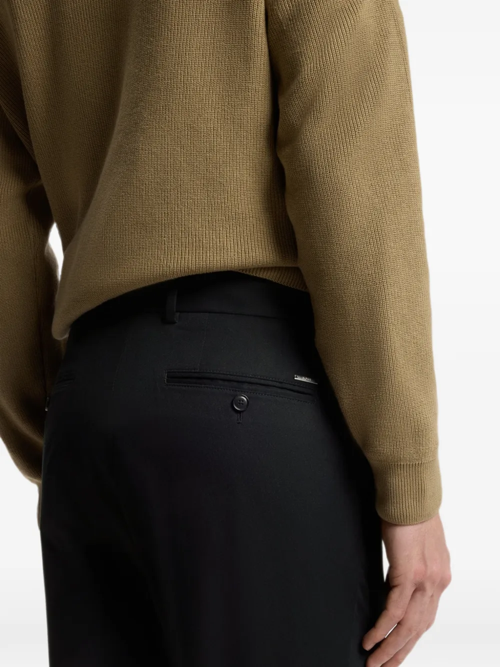 BOSS H-Genius pantalon met plooien Zwart