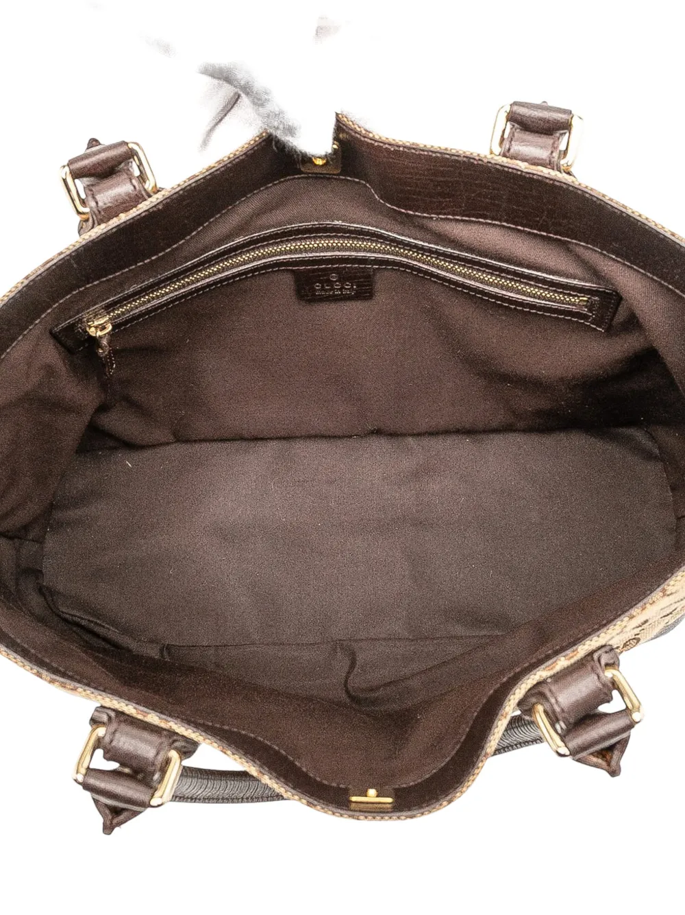 Pre-owned Gucci 2000-2015 Gg Canvas Hasler Web Tote Bag In Brown