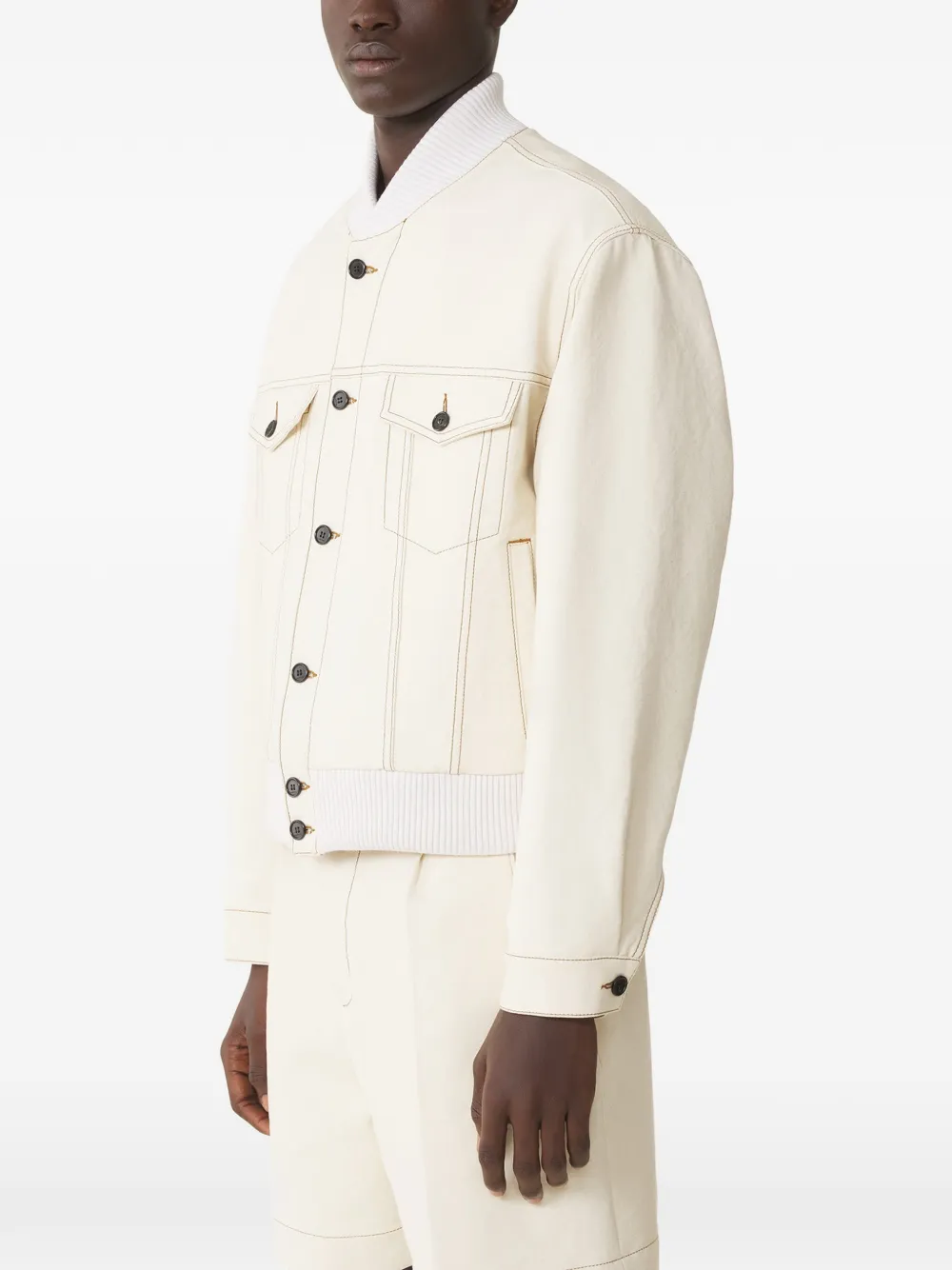  Lanvin Chest-pockets Ribbed Jacket - Neutrals 
