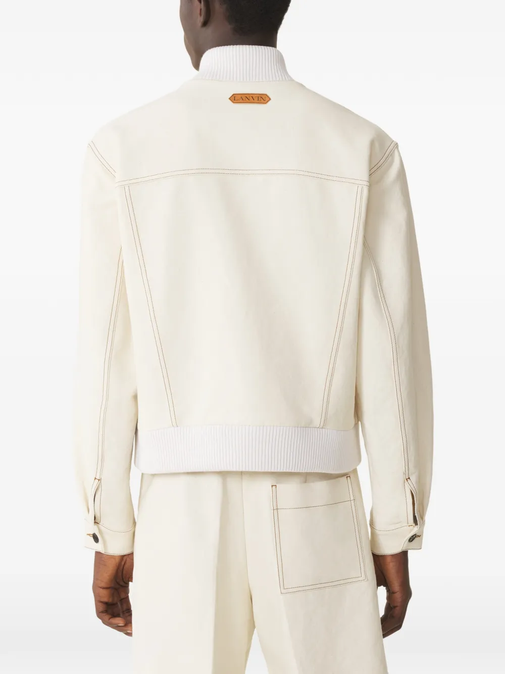 Lanvin Geribbeld jack met borstzakken Beige