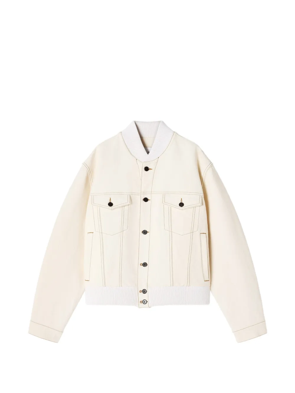Lanvin Geribbeld jack met borstzakken Beige