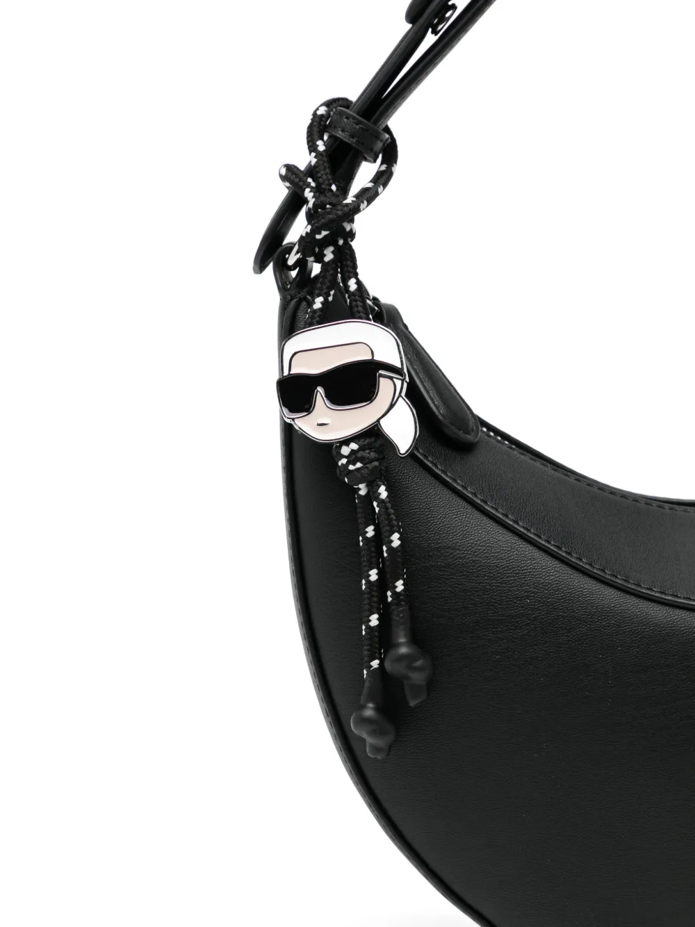 Karl Lagerfeld Ikon Smooth Halfmoon schoudertas Zwart