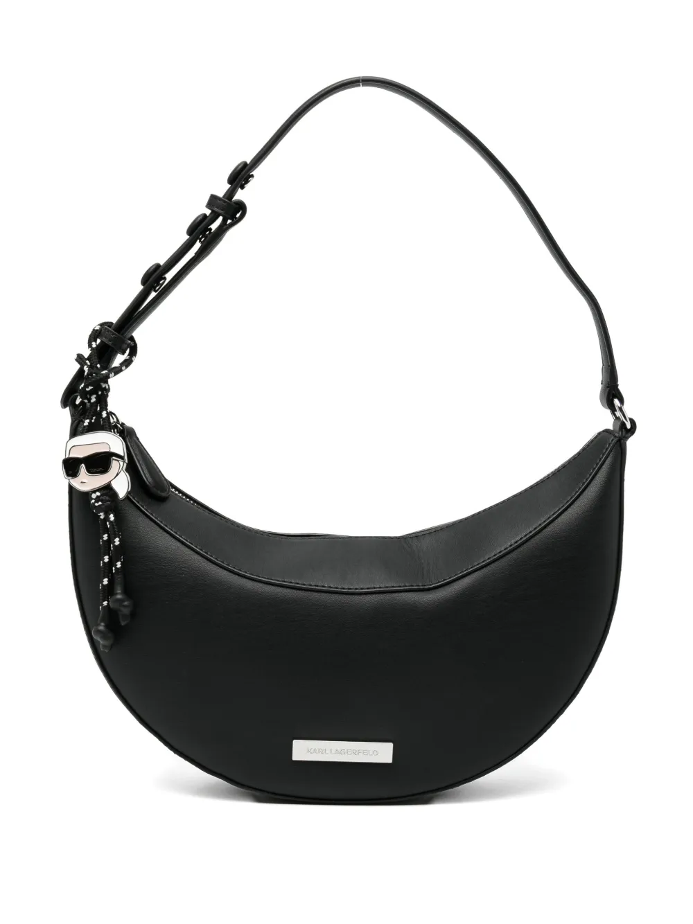 Karl Lagerfeld Ikon Smooth Halfmoon shoulder bag - Nero