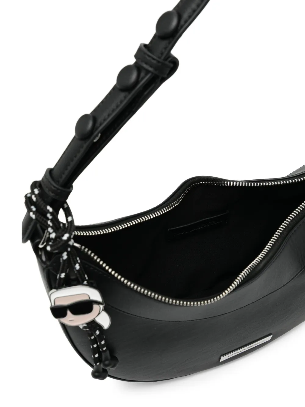 Karl Lagerfeld Ikon Smooth Halfmoon schoudertas Zwart