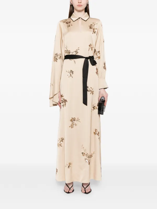 karl lagerfeld long dresses Karl Lagerfeld Paris Women's Printed V-Neck Midi Dress - Soft White Multi
