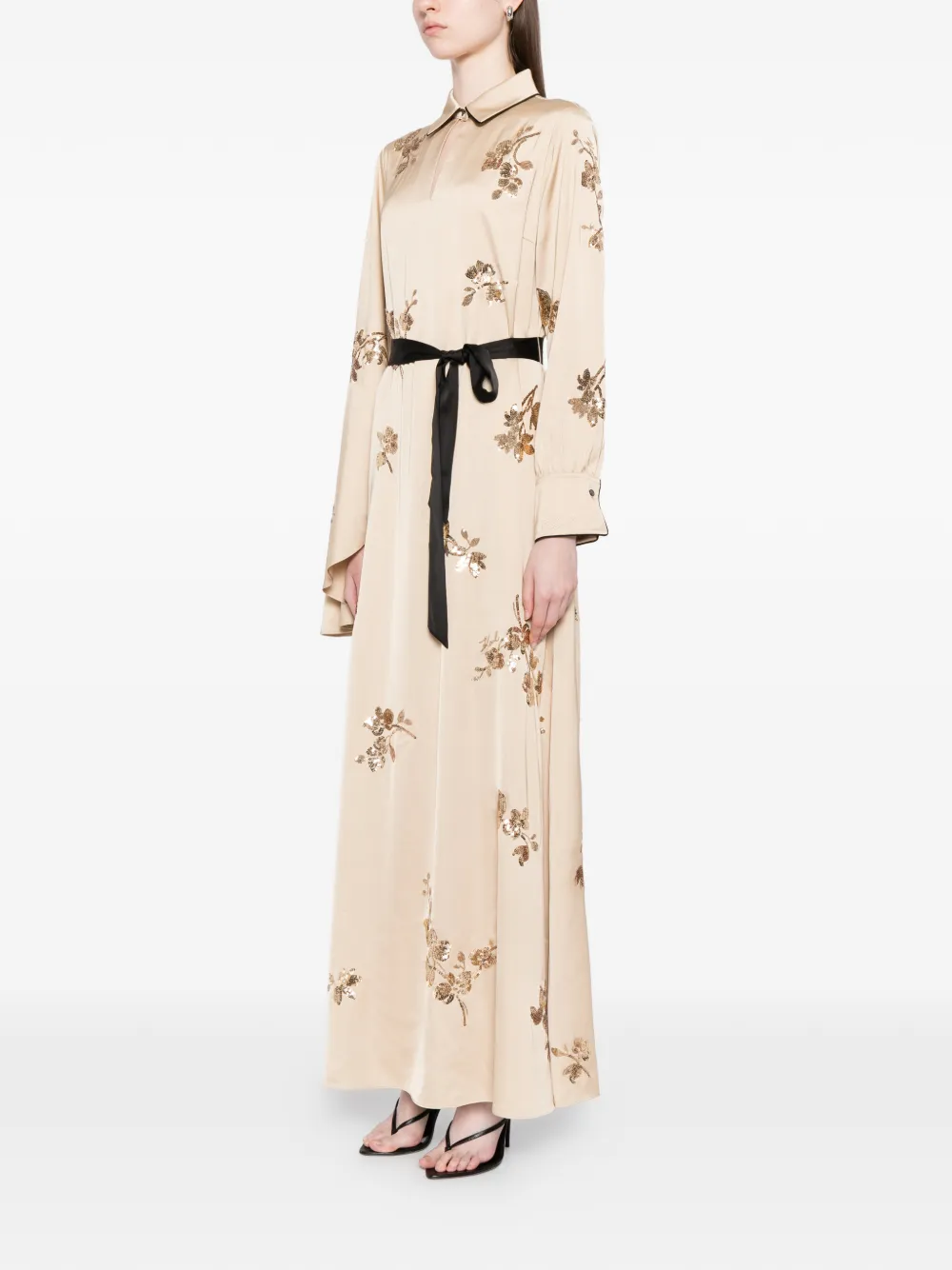 Karl Lagerfeld Satijnen jurk verfraaid met pailletten Beige