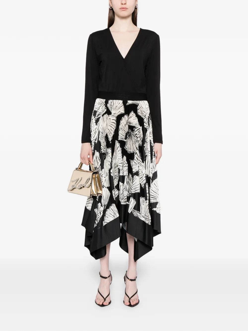 Karl Lagerfeld Jurk met bloemenprint - Zwart