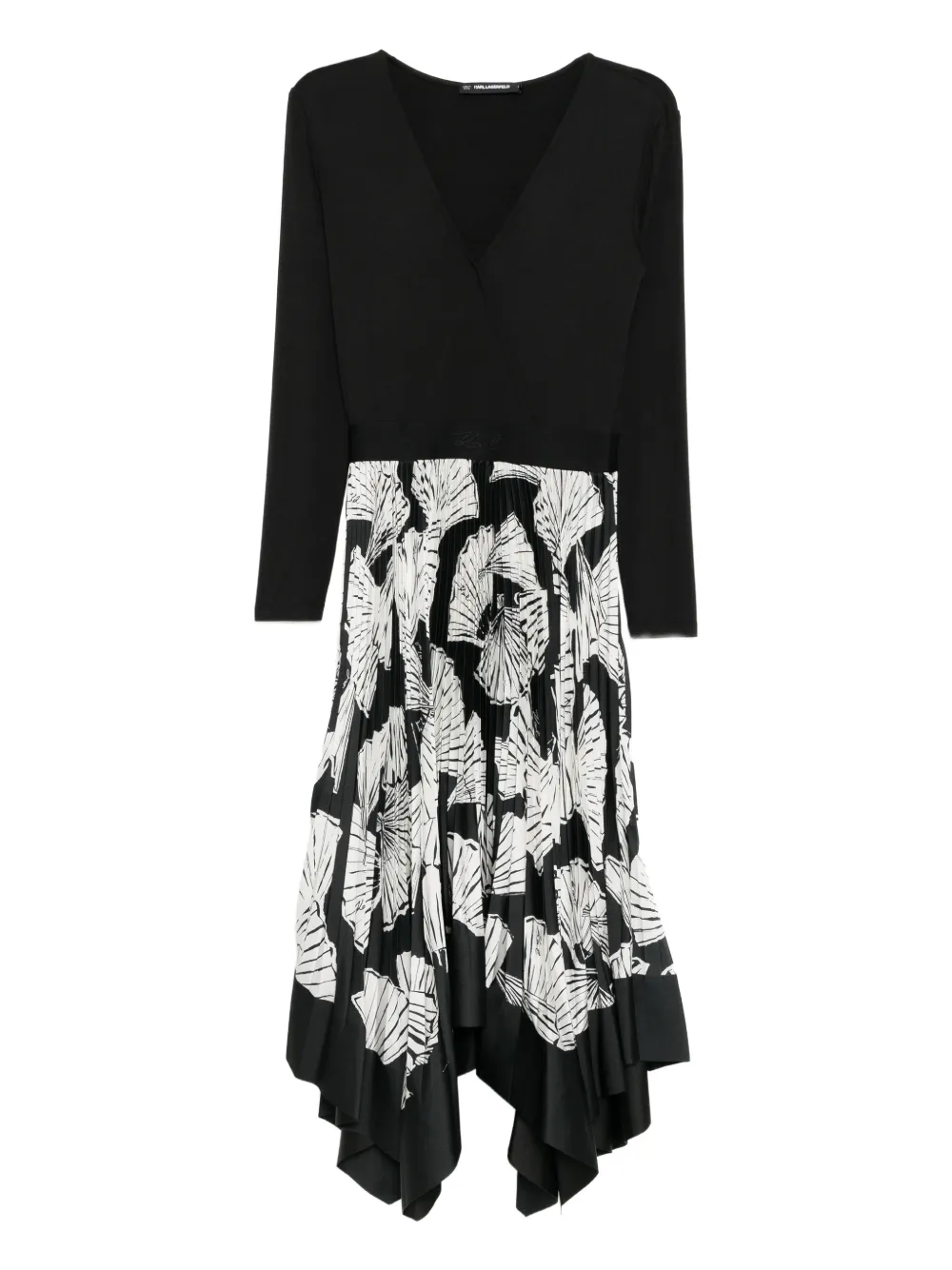 Karl Lagerfeld floral pleated dress - Nero