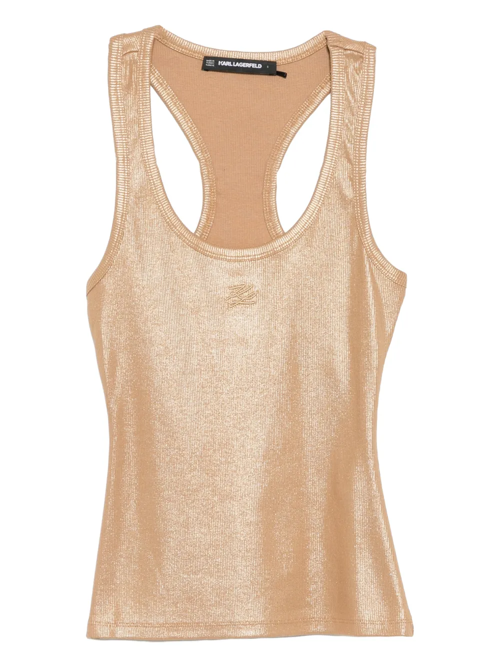 Karl Lagerfeld logo-embroidered coated tank top - Oro