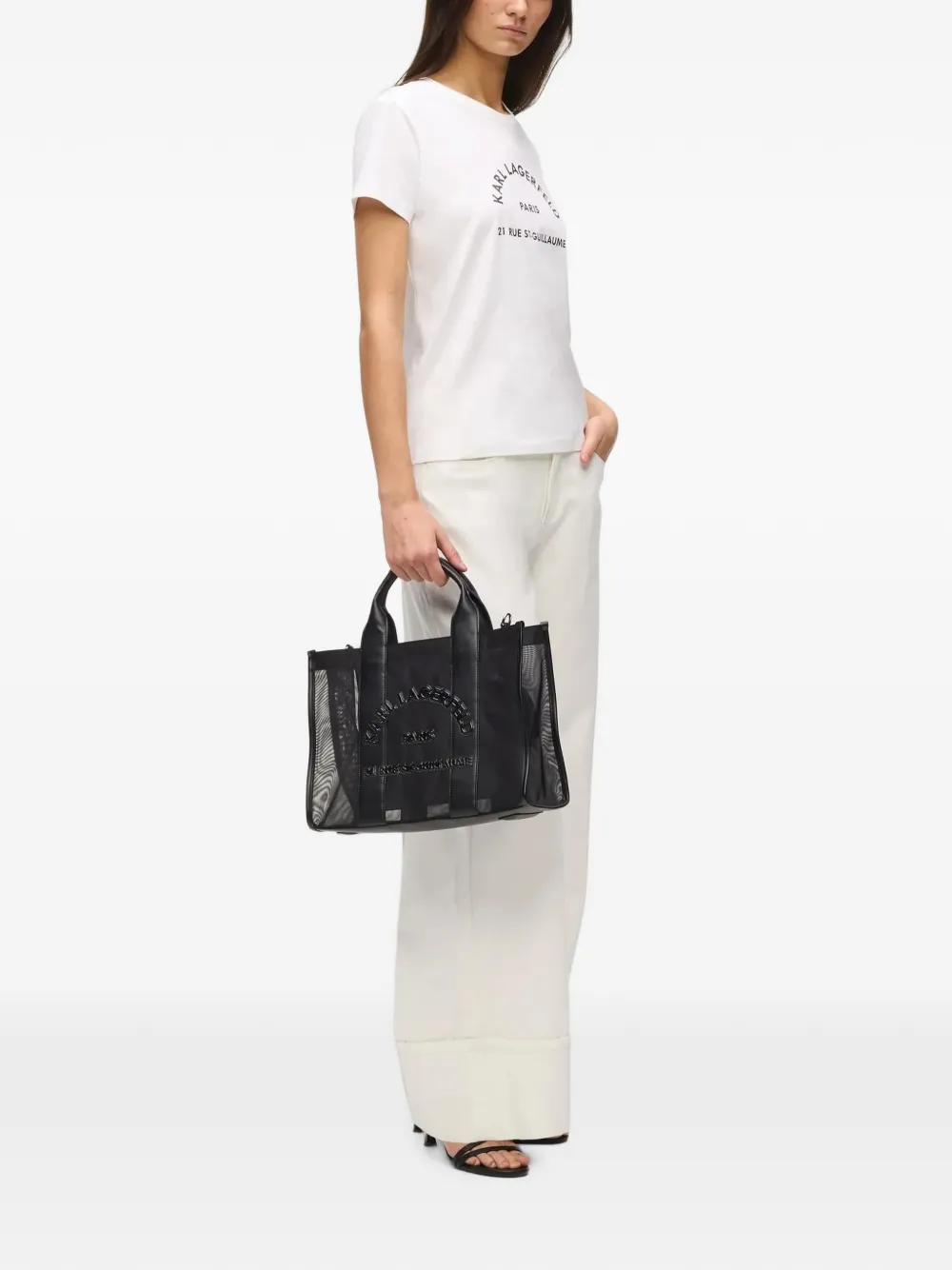 Karl Lagerfeld RSG T-shirt met glitter Wit