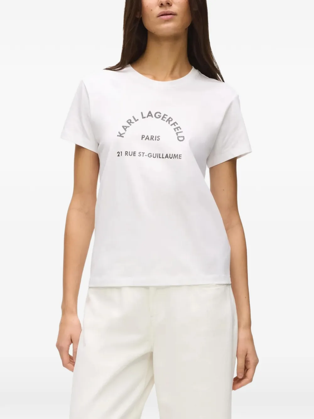 Karl Lagerfeld RSG T-shirt met glitter Wit