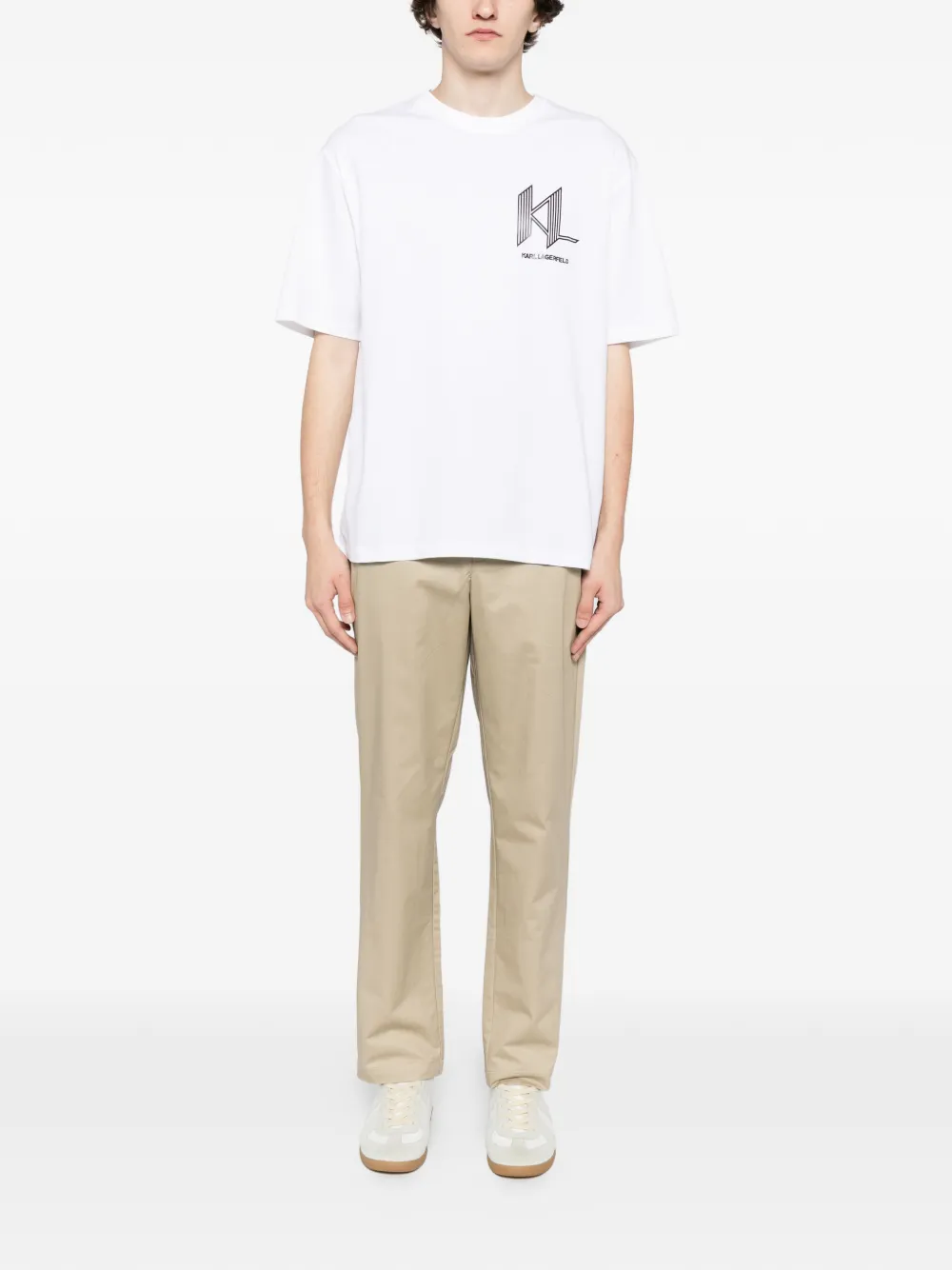 Karl Lagerfeld Chino met logoplakkaat - Beige