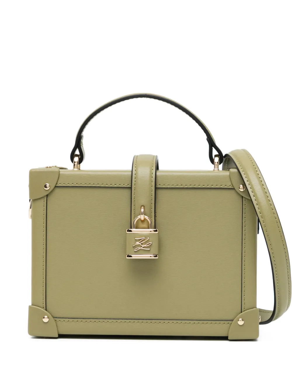 Karl Lagerfeld Autograph padlock trunk bag - Verde