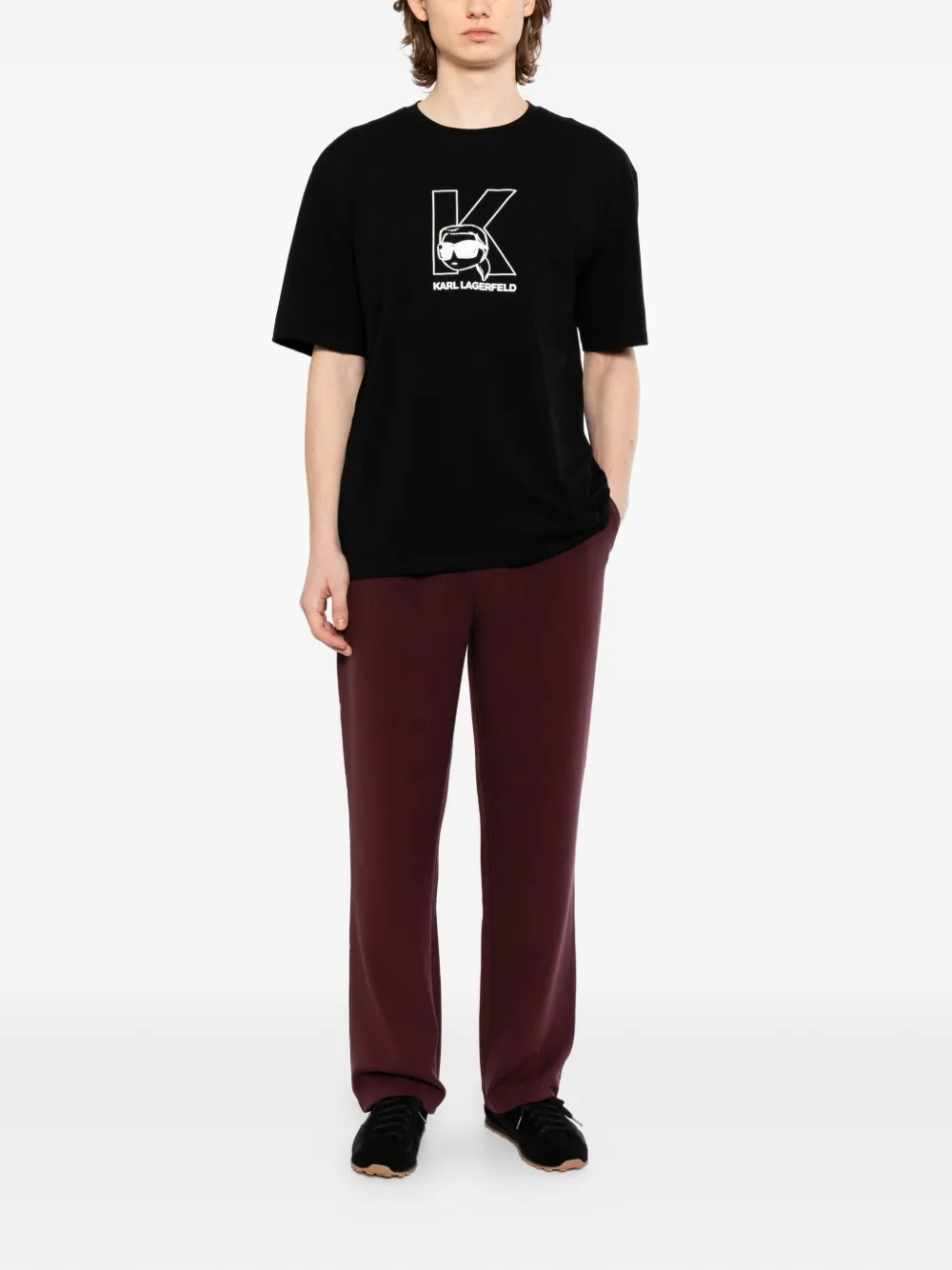 Karl Lagerfeld Broek met logoplakkaat Rood