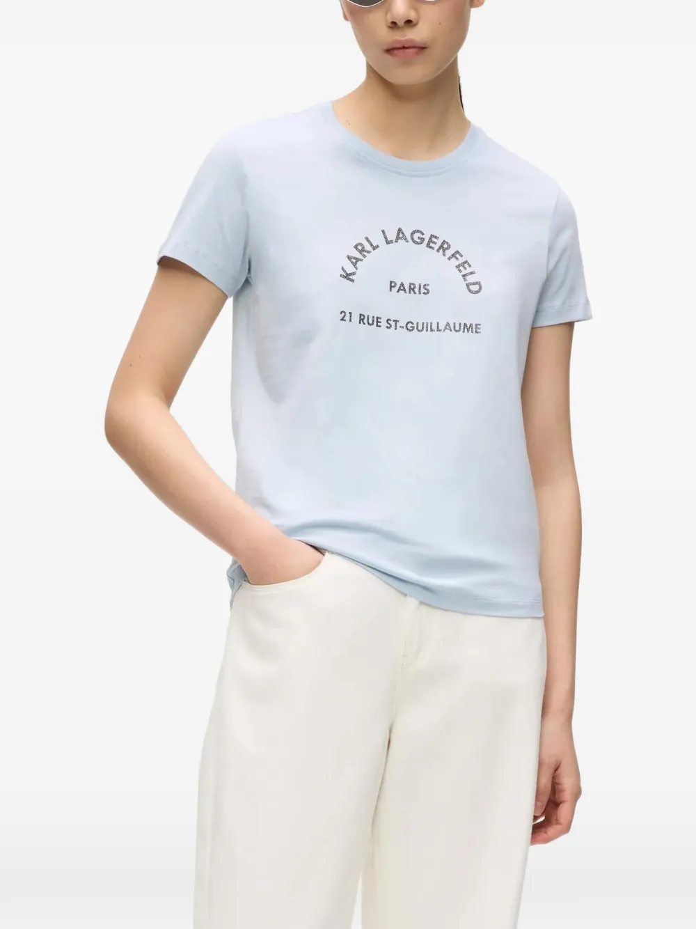 Karl Lagerfeld Rue St-Guillaume T-shirt met glitters Blauw