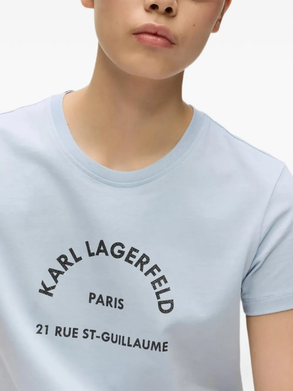 Karl Lagerfeld Rue St-Guillaume T-shirt met glitters Blauw