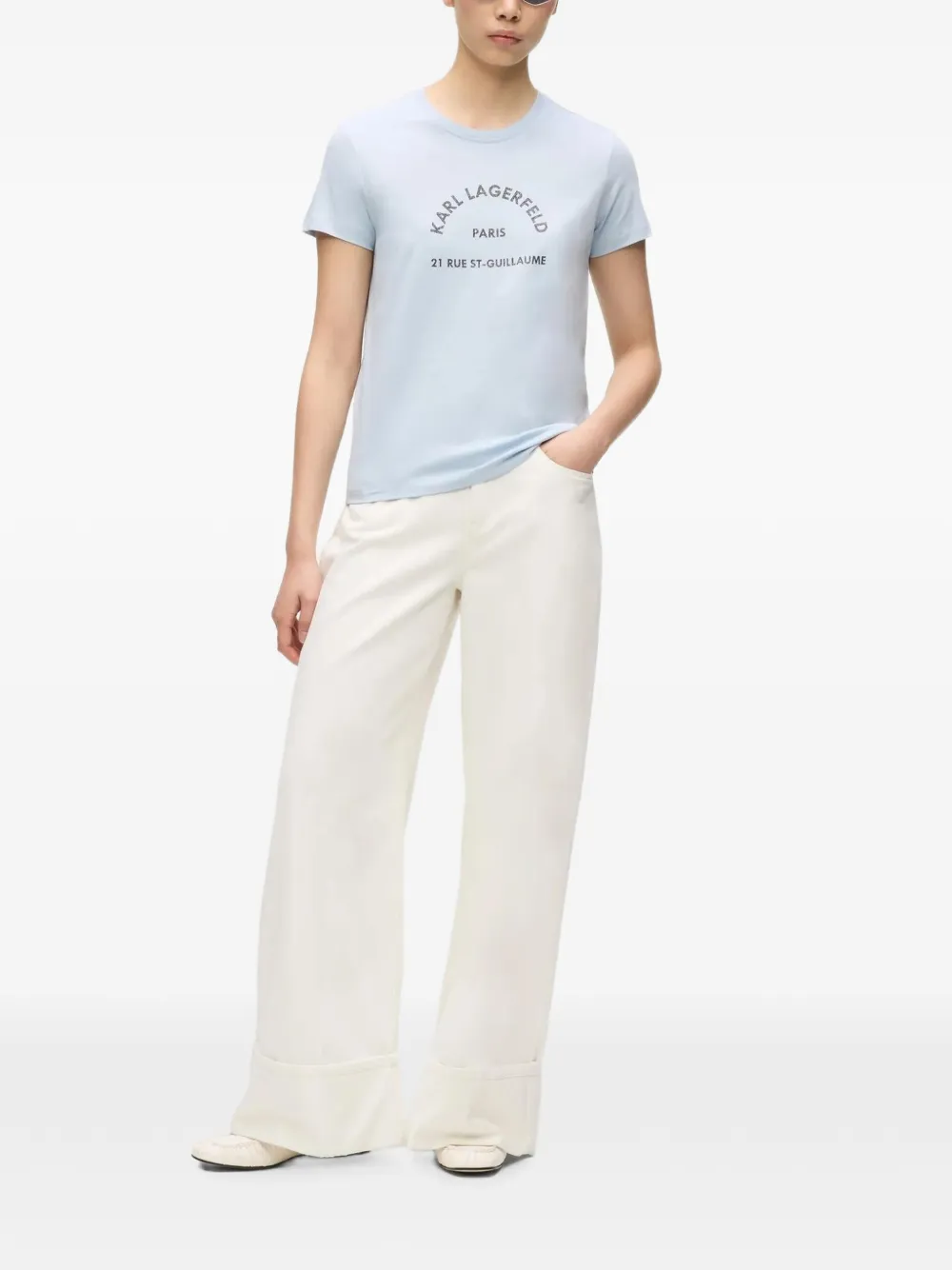 Karl Lagerfeld Rue St-Guillaume T-shirt met glitters Blauw