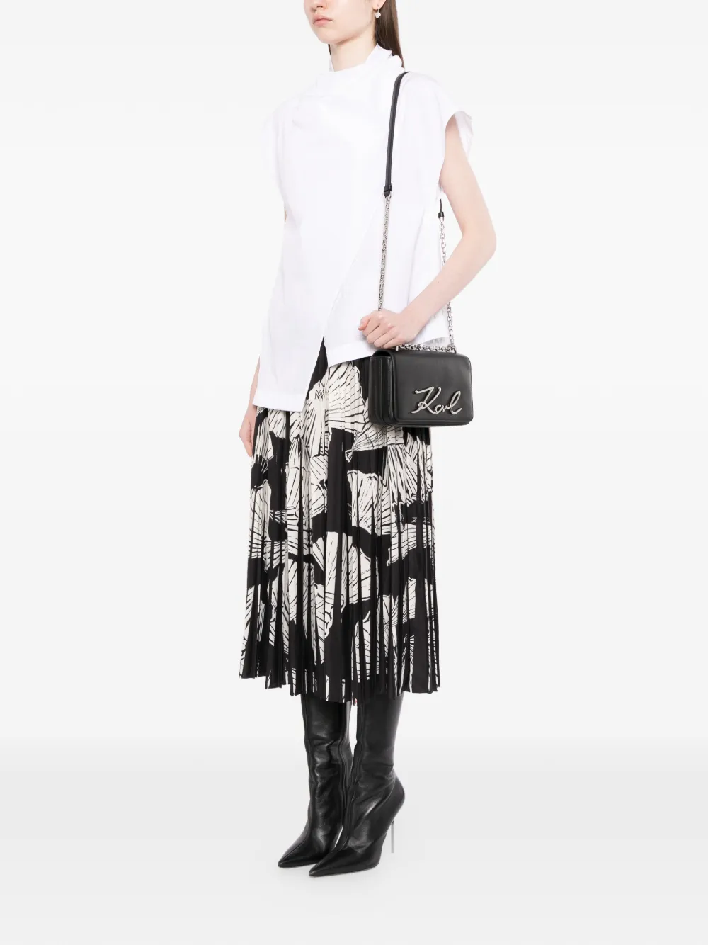 Karl Lagerfeld Signature crossbodytas met ketting Zwart