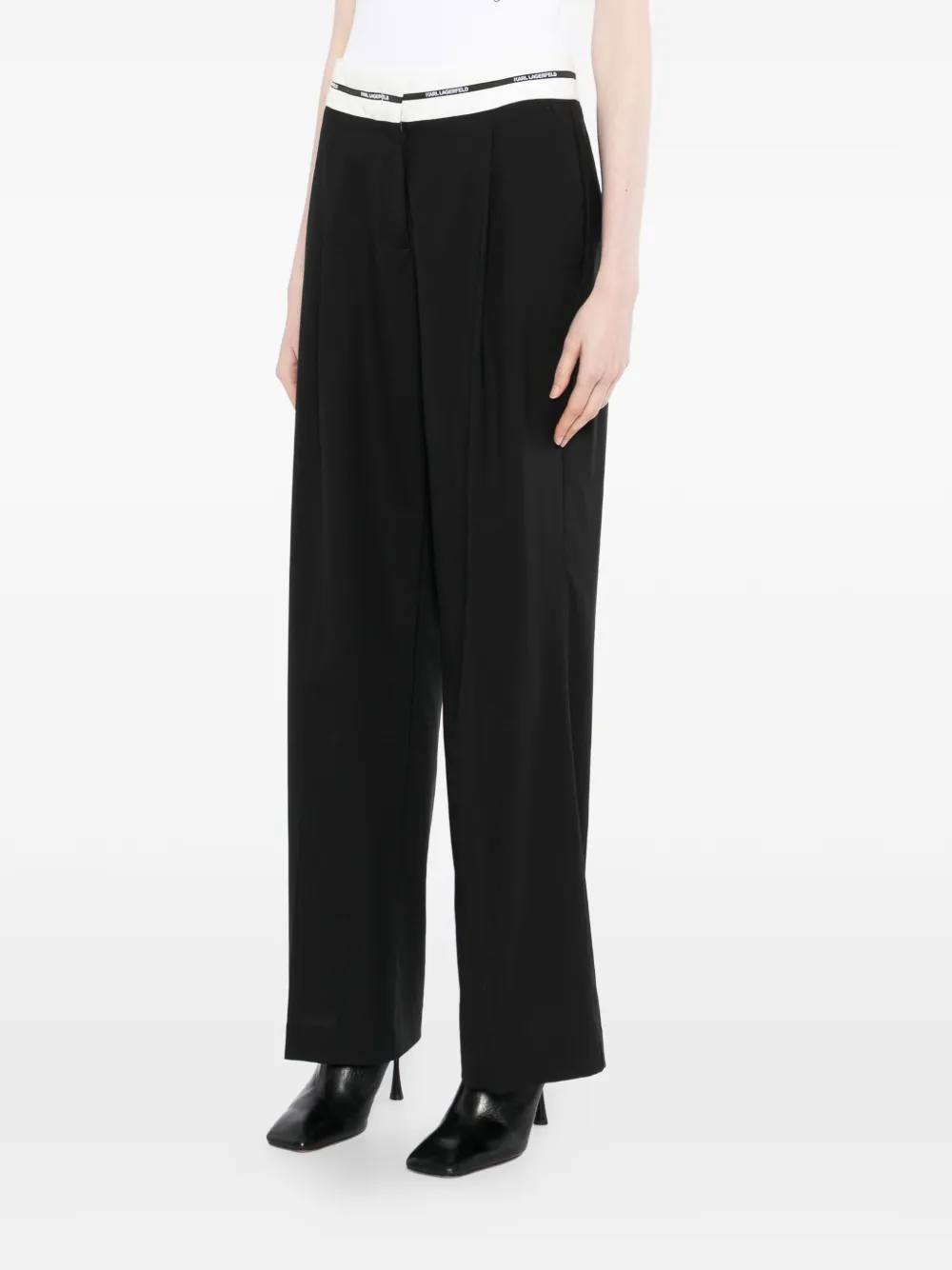 Karl Lagerfeld Pantalon met logo tailleband Zwart