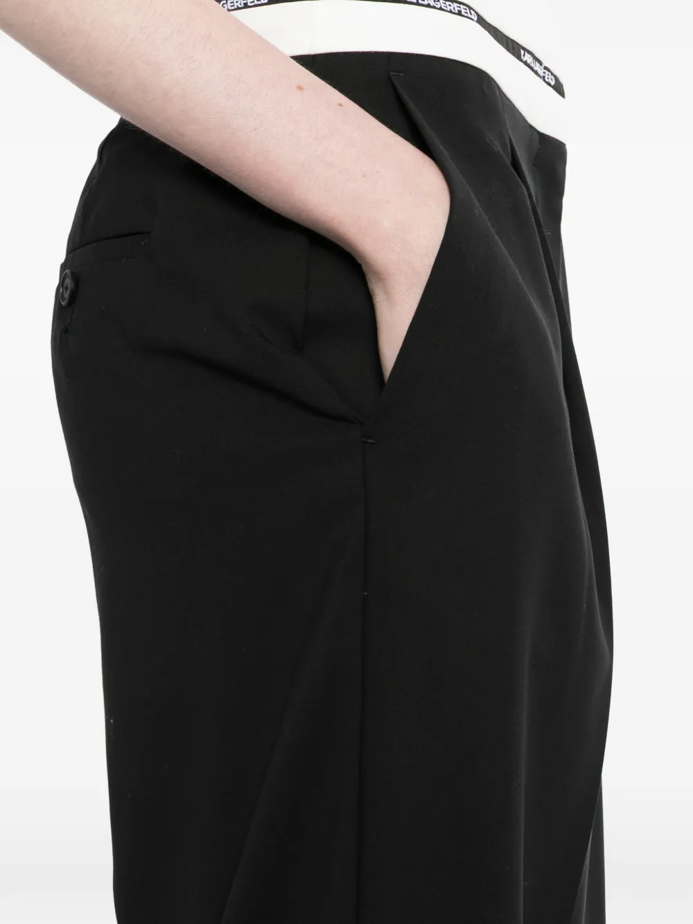 Karl Lagerfeld Pantalon met logo tailleband Zwart