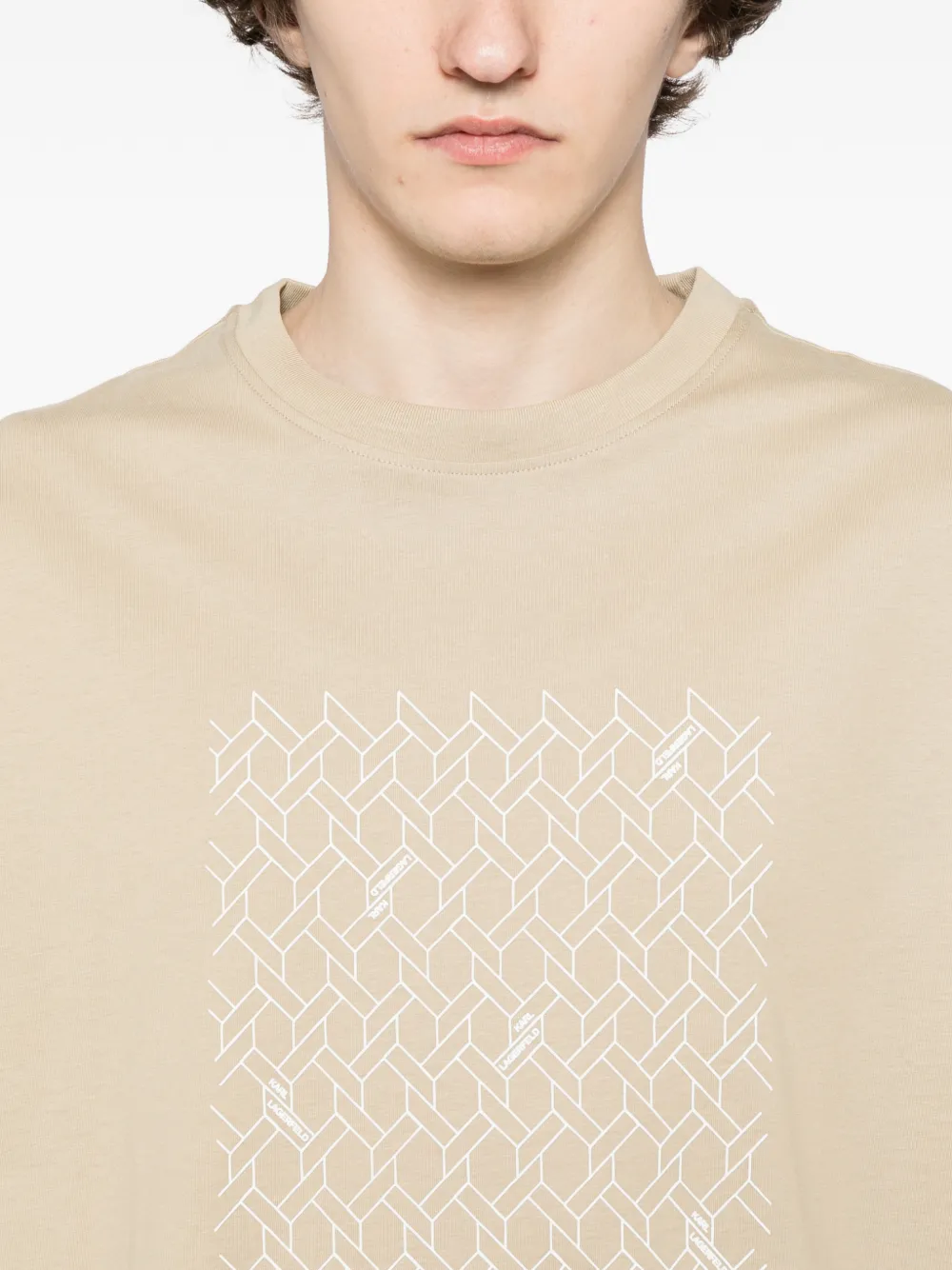 Karl Lagerfeld T-shirt met geometrische print Beige