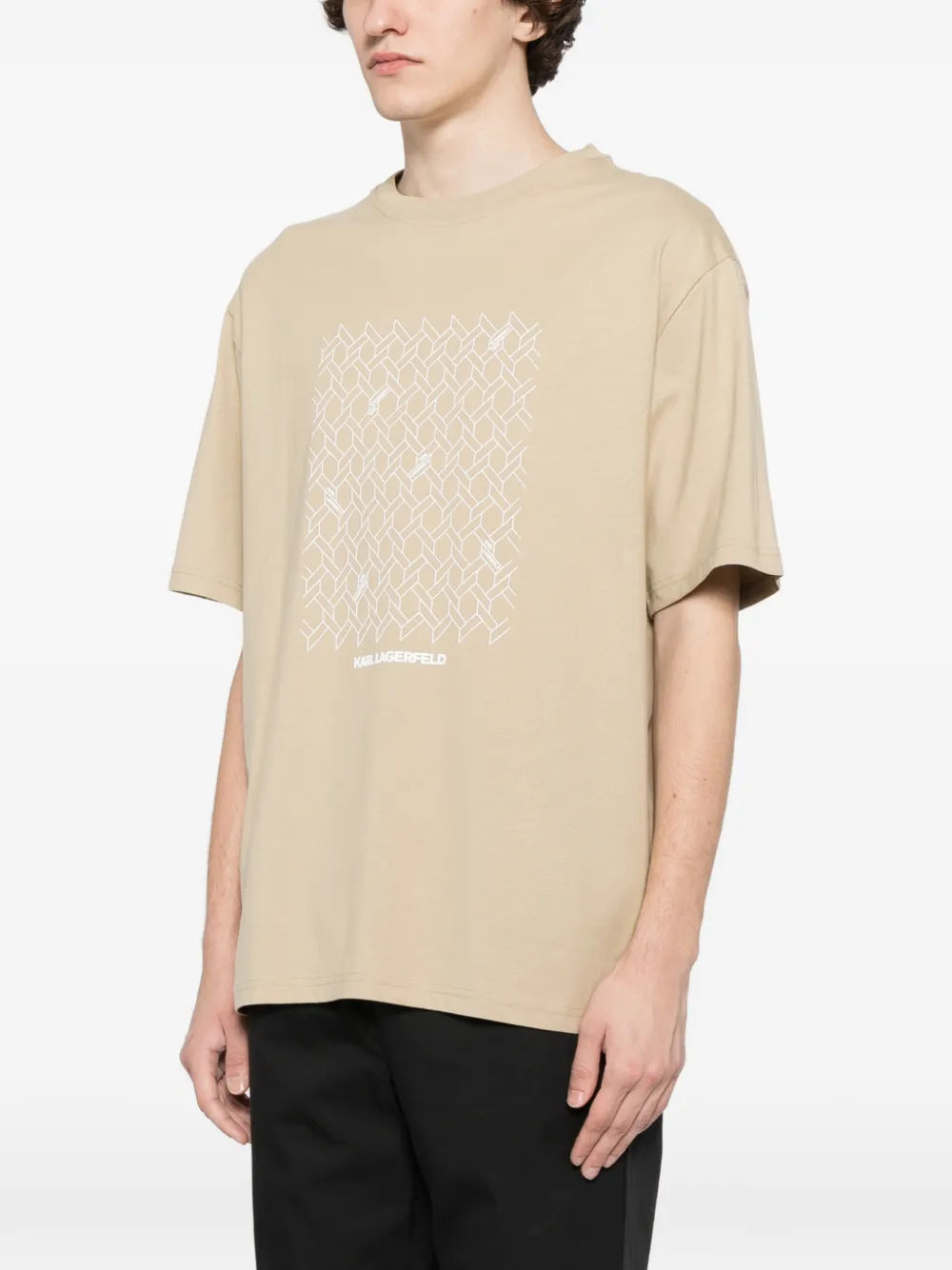 Karl Lagerfeld T-shirt met geometrische print Beige