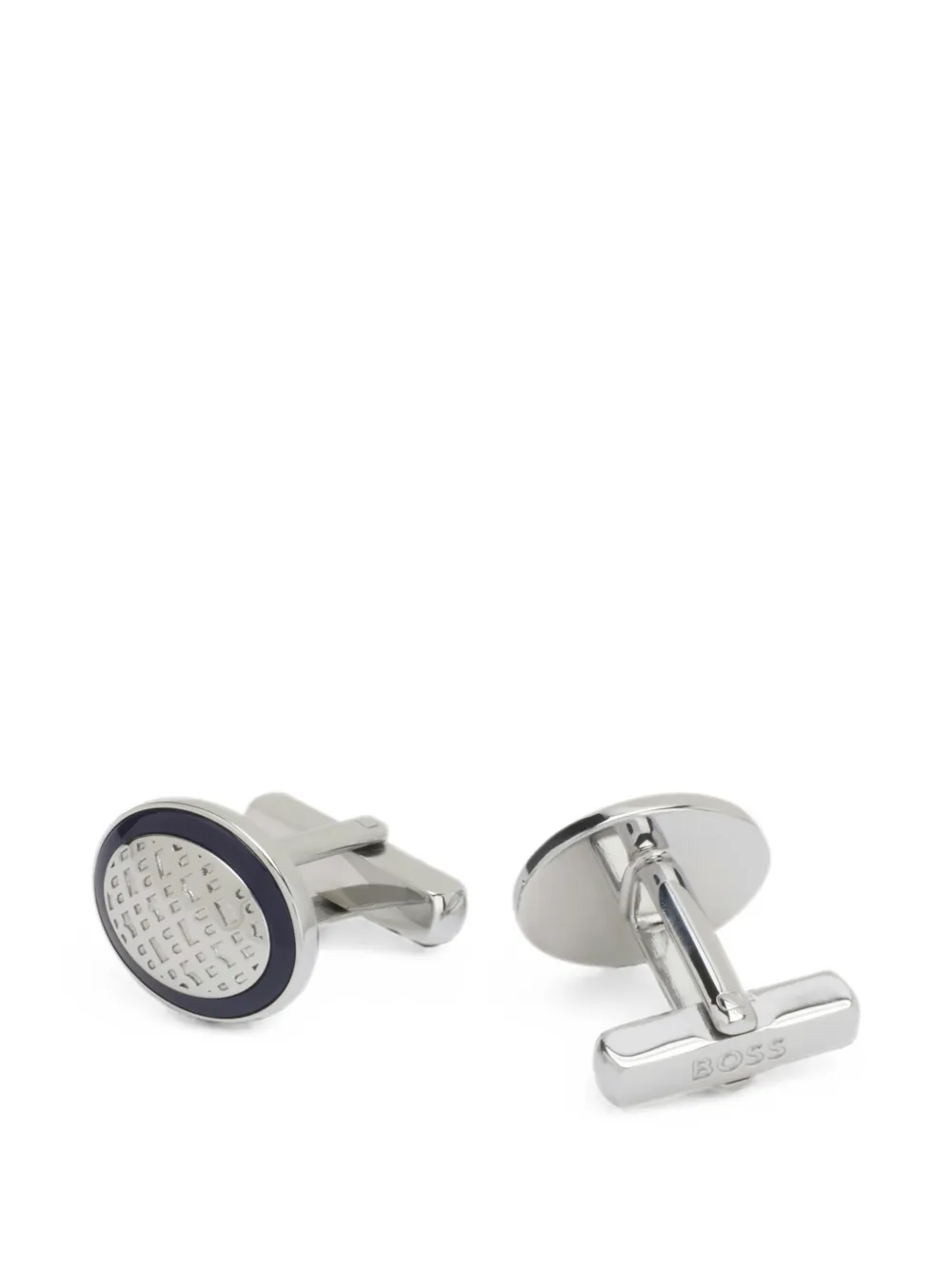BOSS logo-engraved enamel cufflinks - Blu