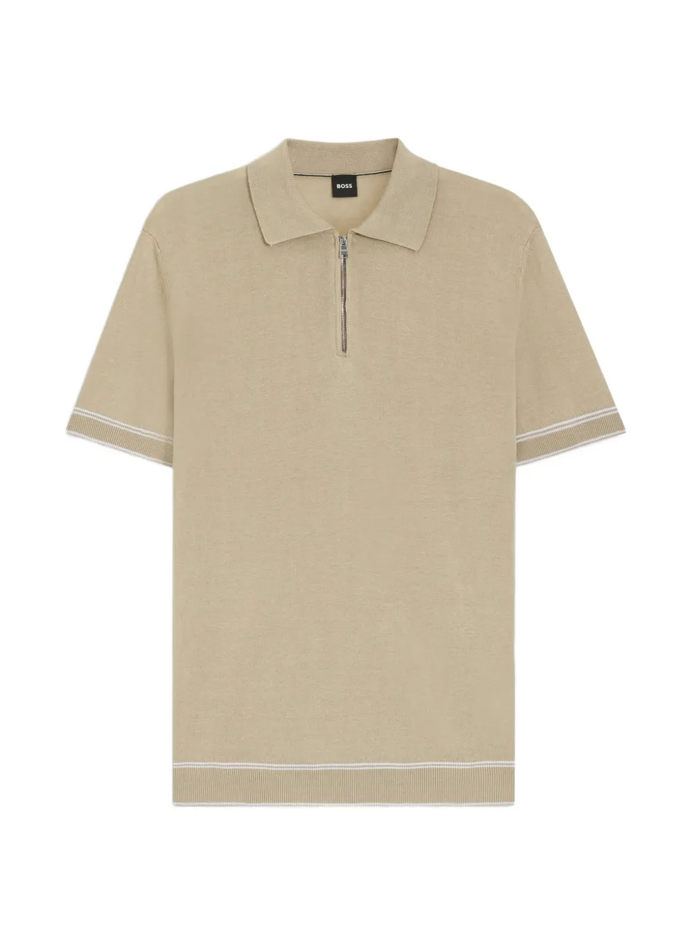 BOSS Norbertino zip-neck knitted polo shirt - Toni neutri