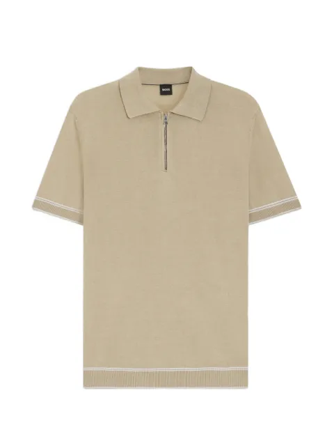 BOSS Norbertino zip-neck knitted polo shirt