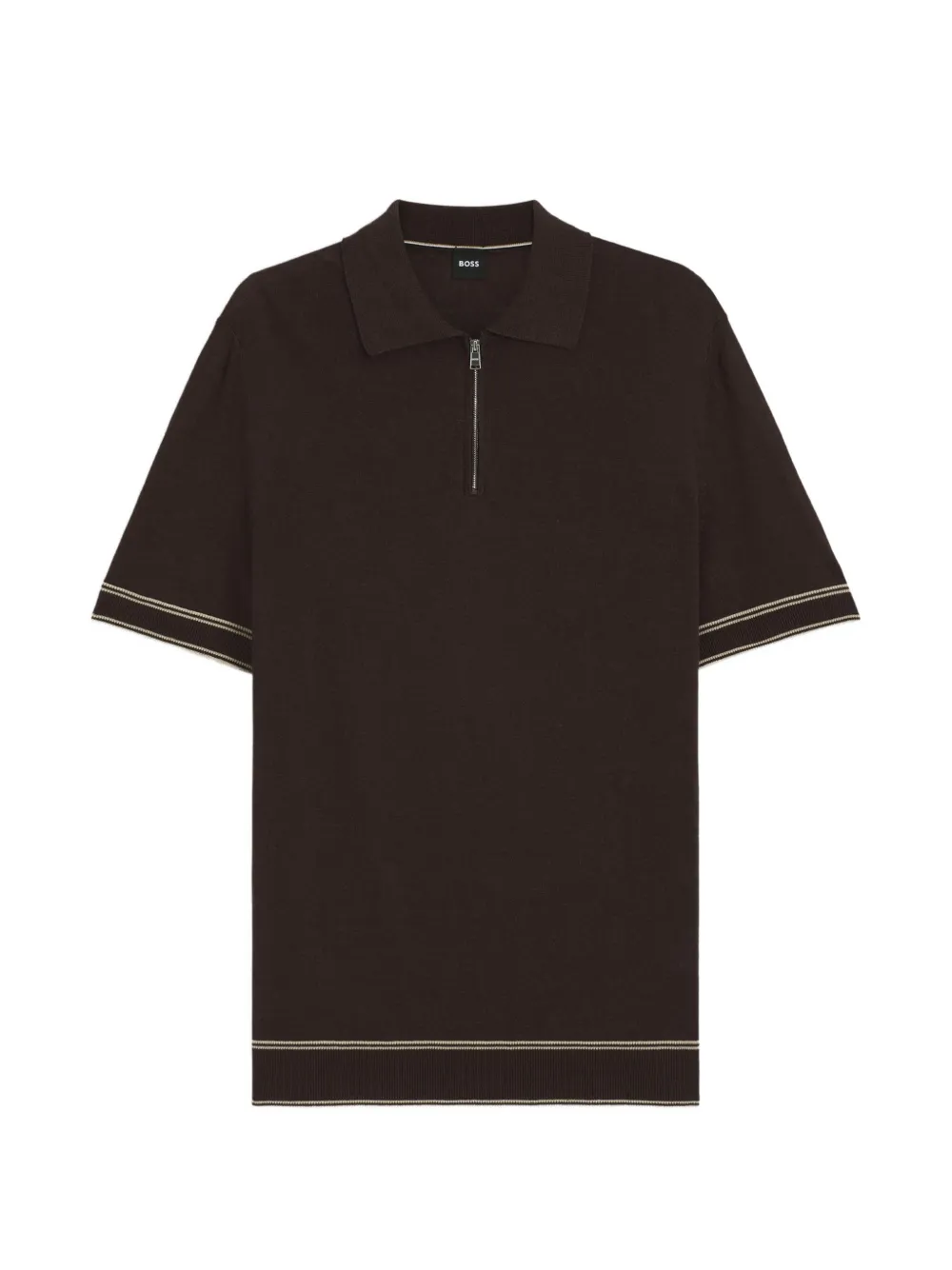 BOSS zip-fastening tipped polo shirt - Marrone