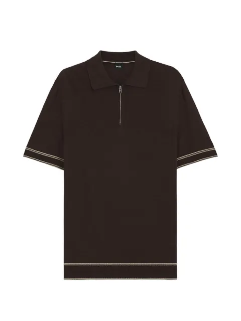 BOSS zip-fastening tipped polo shirt